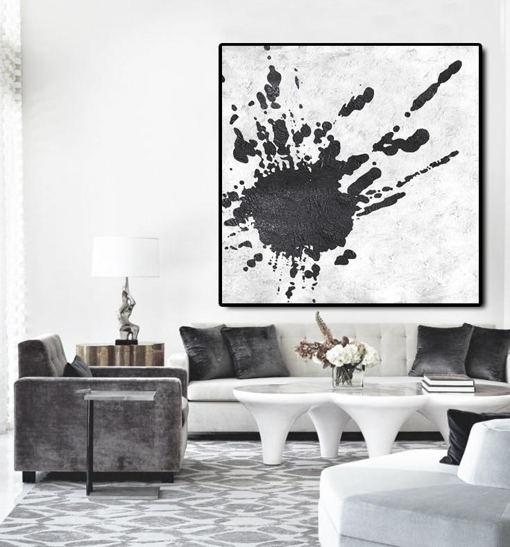 Minimal Black and White Painting #MN13A - Click Image to Close